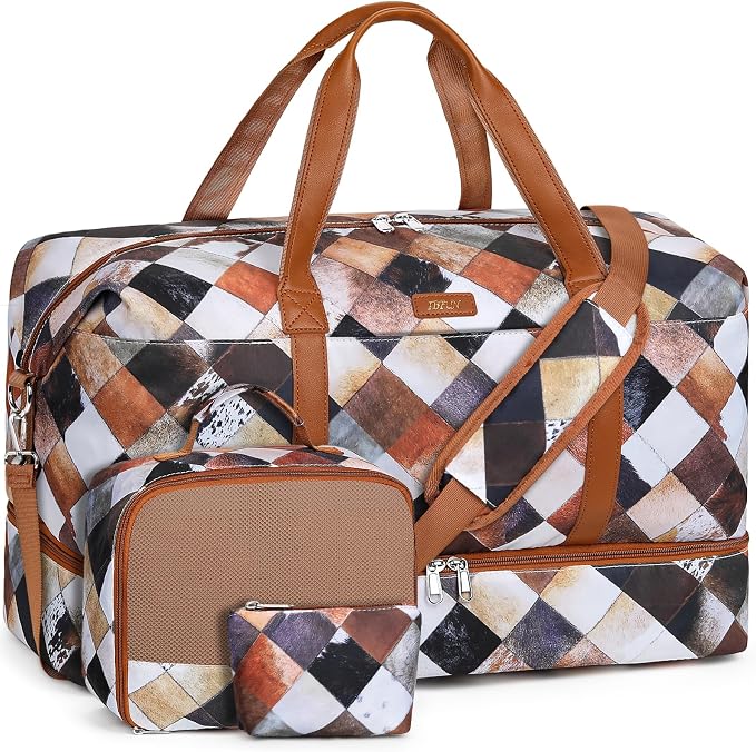 IBFUN Weekender Bags for Women, Travel Duffle Bag with Shoe Compartment Carry on Weekender Overnight Duffel for Weekend Travel Business Trip 3PCS by IBFUN