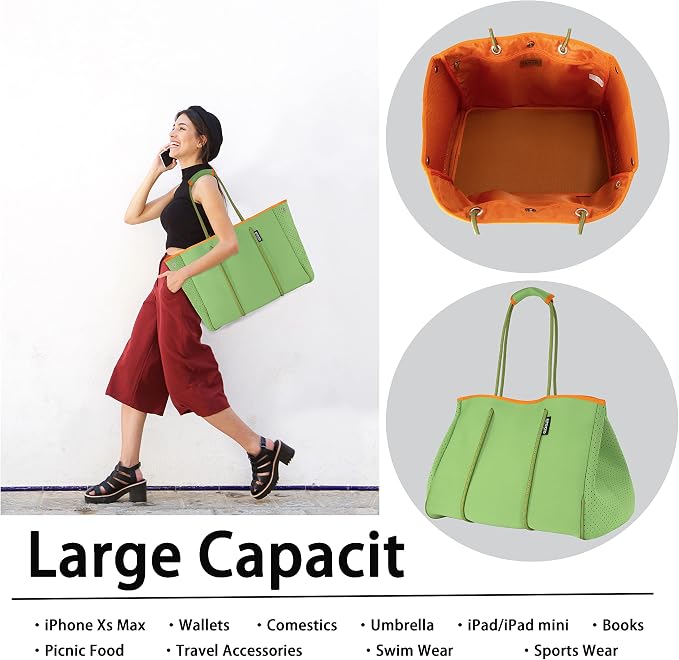QOGiR Neoprene Multipurpose Beach Bag Tote with Inner Zipper Pocket … … … … - Image 4