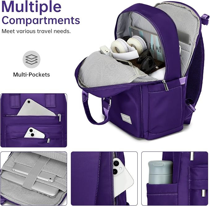 Luggage Sets 5 Pieces, PP Hardshell Suitcase Set with Spinner Wheels, Suitcases for Women (Purple) - Image 5