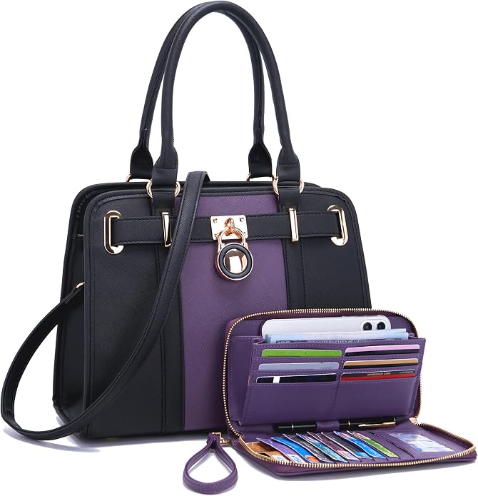 Qiyuer Structured Satchel Tote Handbags Set Women Purses with RFID Wallet | Premium, Sturdy, Spacious, Chic for Daily & Work, Vegan PU Leather, Multi-way Carry, Large Capacity RFID Wallet, Ideal Gift by QIYUER