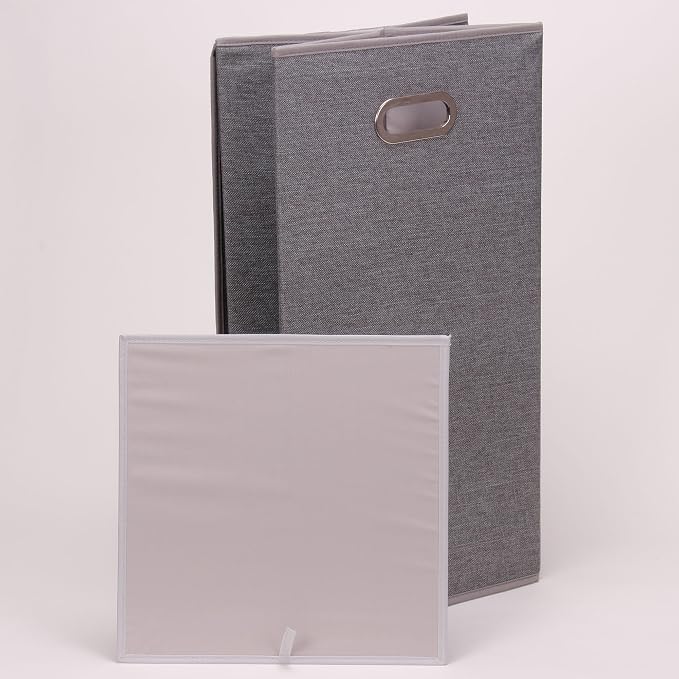 Household Essentials 5620 Collapsible Single Laundry Hamper with Magnetic Lid - Grey - Image 6