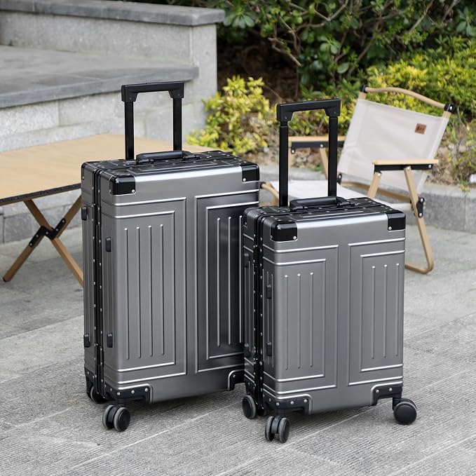 All Aluminum Carry On Luggage，Cut from Whole Aluminum Sheet，22x14x9 Airline Approved ，（3rd Generation，Premium Metal zipperless suitcase ） (grey, 26inch) - Image 2