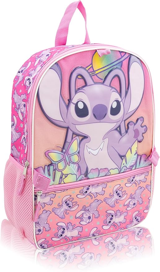 Disney Lilo and Stitch Angel Backpack Set for Girls | Angel Bookbag with Heart Lunch Bag, Headphones, and Dangle | Stitch School Backpack | Ages 3+ - Image 4