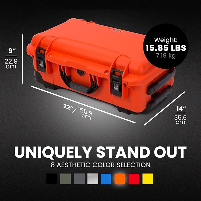 NANUK 935 Pro Photo Kit – Waterproof Travel Camera Hard Case with Padded Dividers and Wheels, 22” x 14” x 9” - Dustproof and Impact Resistant, Airline Carry-On Approved – Orange | IP67 Waterproof and Dustproof Nk-7 Resin Wheeled Case, Powerclaw Latches... - Image 3