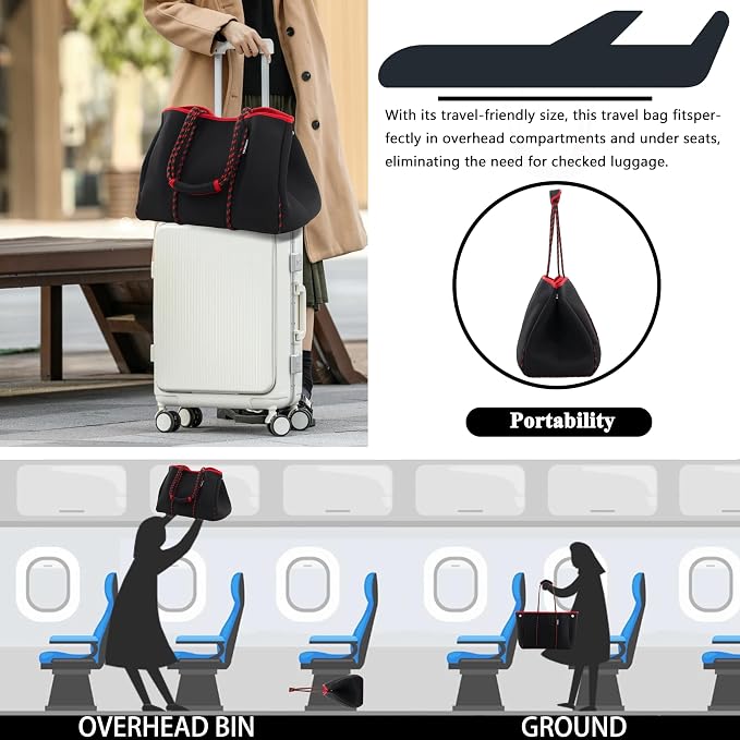QOGiR Neoprene Multipurpose Beach Bag Tote with Inner Zipper Pocket … … … … - Image 6