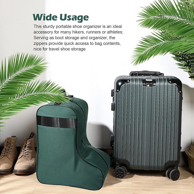 2 Pcs Boot Bags for Cowboy Boots Portable Storage Bag for Travel Long Tube Shoes Bags Men Tall Shoe with Handle for Home Travel (Dark Green) - Image 6