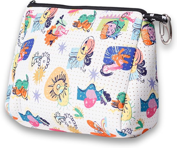 POPUPS Large Makeup Bag with Zipper - Waterproof Neoprene Cosmetic Bag 7.7 x 10.75 x 5 inches by POPUPSBrand