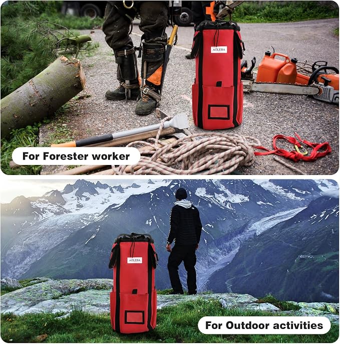 AOLEBA Arborist Rope Storage Bag Tree Climbing Rock Rope Bucket Backpack Rope Storage Bag Large Capacity 1680D Thicken Nylon Material with Hand Straps, Side Pockets - Image 7