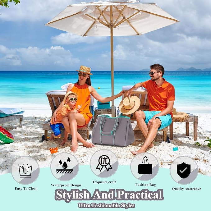 QOGiR Neoprene Multipurpose Beach Bag Tote with Inner Zipper Pocket … … … … - Image 4