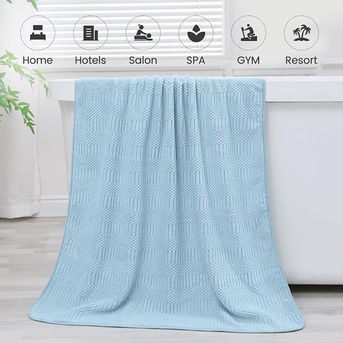 JML Microfiber Bath Towels, Large Bathroom Towel 2 Pack (30" x 60"), Oversized, Soft, Super Absorbent and Fast Drying, Multipurpose Use for Sport, Fitness, Yoga, Diamond Cross Grid Light Blue - Image 7