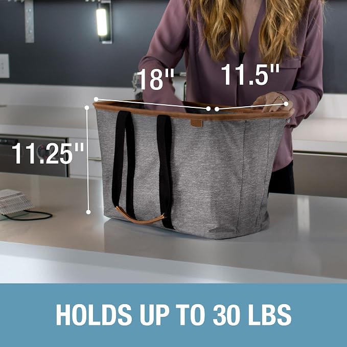 CleverMade Collapsible LUXE Tote, 30L Foldable Grocery Shopping Bag, Reusable - Image 5