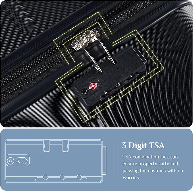 OLIXIS 24 Inch Luggage, Hardside Suitcase with Spinner Wheels, Lightweight ABS Hard Shell Checked Luggage, TSA Approved Lock, Expandable Medium Suitcase for Travel & Business–Black - Image 6