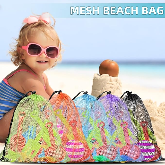 10Pcs Multicolor Mesh Drawstring Bags: Nylon Mesh Laundry Gym Travel Beach Bags with Locking Closure - Image 2