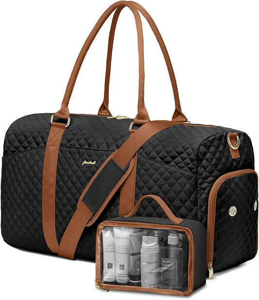 Women Weekender Travel Duffle Bag: Travel Duffel Overnight Bags with Shoe Compartment Large Carry on Tote with Toiletry Bag Weekend Traveling Yoga Gym Hospital Bag for Women with Wet Pocket by FOCDOD