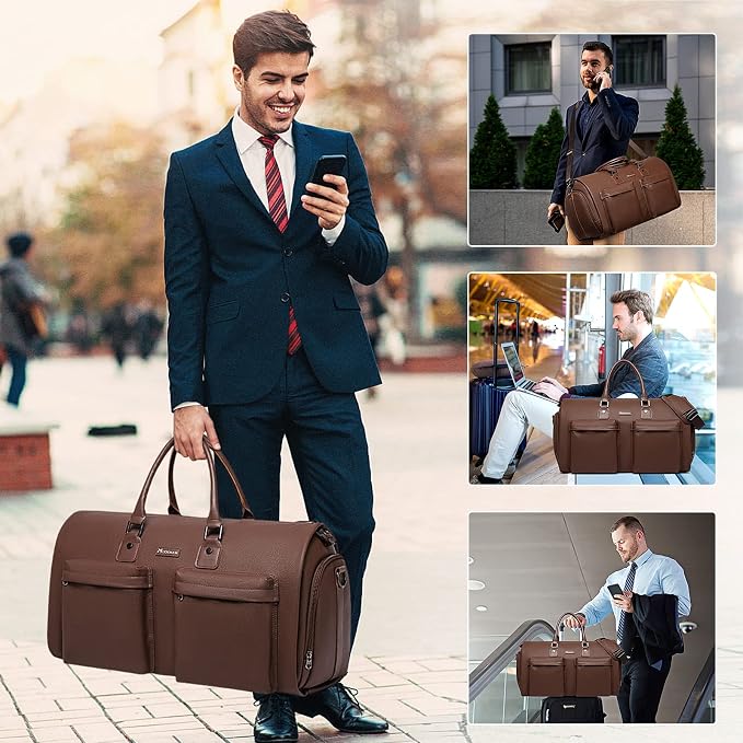 Garment Bags for Travel, 45L Carry-On Convertible Duffle with Strap | 2-in-1 hanging suit bag converts to duffel, shoe compartment, waterproof PU leather, wrinkle-free, detachable strap - Image 6