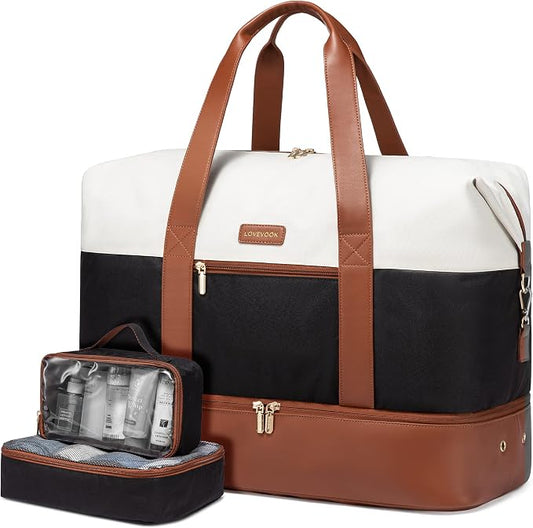 LOVEVOOK Weekender Bag for Women, Large Duffle Bag for Travel with 2 Packing Cubes, Carry on Overnight Bag with Shoe Compartment, Mom Hospital Bags for Labor and Delivery by LOVEVOOK