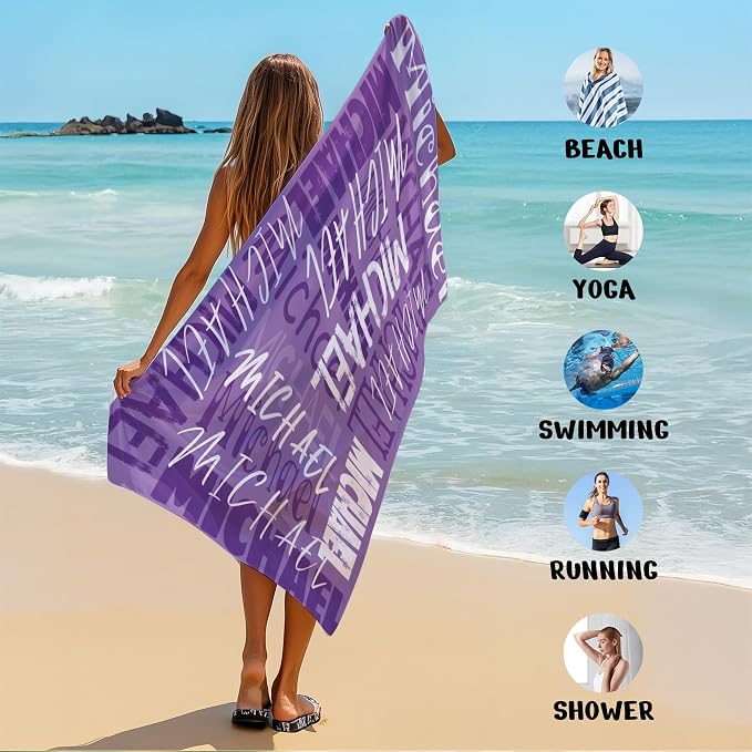 JML Personalized Beach Towel with Name, Custom Beach Towel with Name, Customized Microfiber Pool Towel, Quick Dry & Absorbent Swim Towel for Adult,Anniversary, Birthday, Summer Holiday,Vacation - Image 6