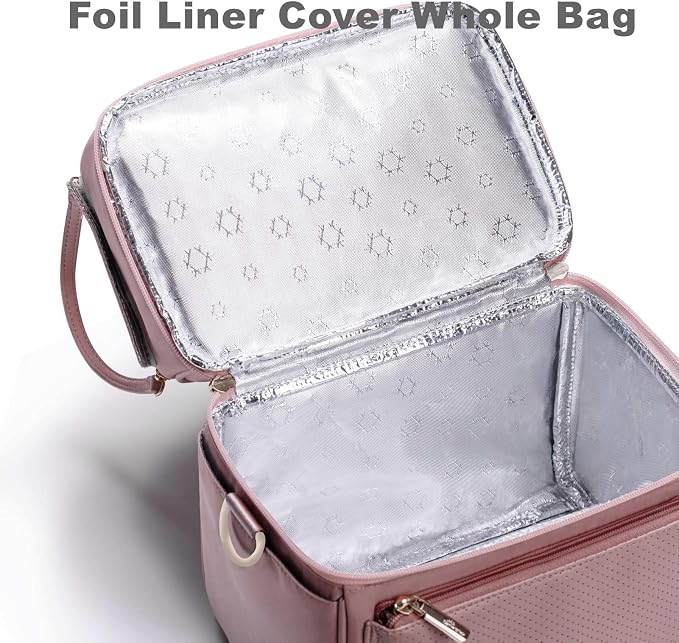 SUNVENO Breast Milk Cooler Bag with Detachable Insulation Box, Double-Layer Pumping Travel Bag for Work & Daycare, Fits Bottles, Ice Packs and Pump Parts,Pink - Image 8