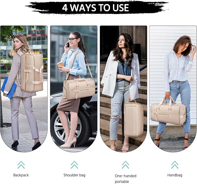 Garment Duffle Bags for Travel,Moulyan Convertible Carry on Garment Bag with Shoe Compartment,3 in 1 Waterproof Travel Suit Bag with Shoulder Strap for Men Women, Pink, Fashion,business - Image 5