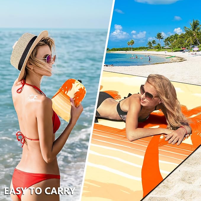 HIHOHO Beach Blanket Waterproof Sandproof Extra Large Beach Mat 79" X 83"/120"x108"for 1-8 Adults Quick Drying Durable Outdoor Picnic Mat for Beach Travel Camping Hiking - Image 4