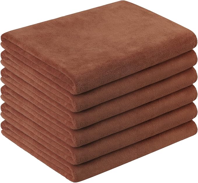 JML Microfiber Bath Towels, Bath Towel Set for Adult Men Women, 6 Pack,30" x 60", Oversized, Soft, Super Absorbent and Fast Drying for Bathroom,Sport, Fitness, Yoga (Brown) by JML