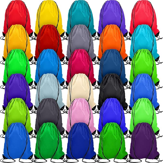 Shappy 60 Pieces Drawstring Backpack Bags Sports Drawstring Bags Bulk Nylon Cinch Bag for Gym Yoga Women Men Sports Outdoor(30 Multiple Colors) by Shappy