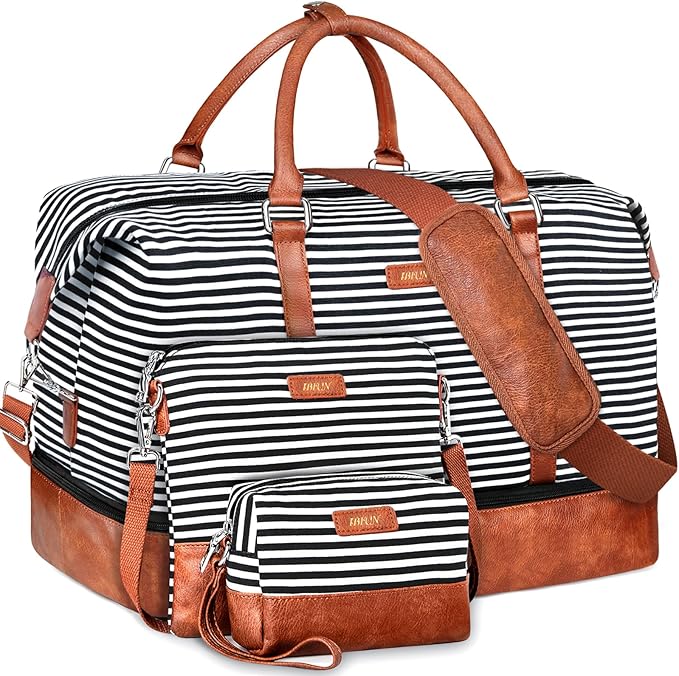 IBFUN Weekender Bags for Women, 21" Weekender Travel Bag, Travel Duffle Bag with Shoe Compartment Carry on Overnight Duffel Bag for Weekend Travel Business Trip, 3PCS by IBFUN