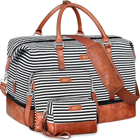 IBFUN Weekender Bags for Women, 21" Weekender Travel Bag, Travel Duffle Bag with Shoe Compartment Carry on Overnight Duffel Bag for Weekend Travel Business Trip, 3PCS by IBFUN