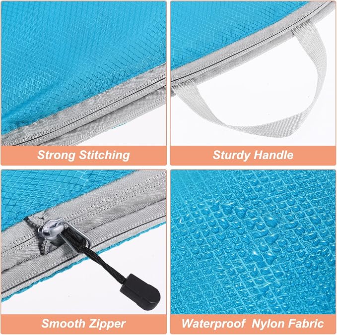 PATIKIL Compression Packing Cube for Travel, 5 Set Waterproof Travel Packing Cube Compression Nylon Luggage Organizer Bags Shoe Bag for Suitcases Backpack, Sky Blue - Image 3