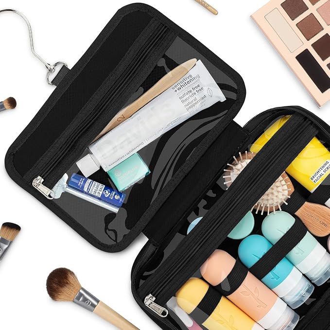 Eco Sun Hanging Travel Toiletry Bag — Designed in Hawaii — Water-resistant Travel Organizer for Bathroom Accessories (Black) - Image 2