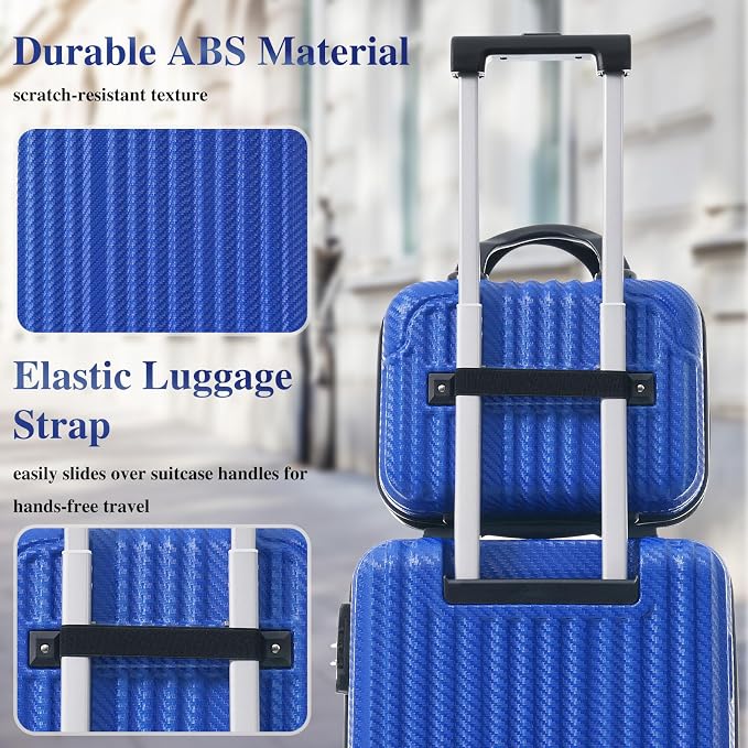 Royal Blue 6 Piece Luggage Set Hard Shell - Lightweight Checked Suitcases with Spinner Wheels and Cosmetic Cases for Family Travel, Durable Carry On Luggage Sets with Lock for Women and Men - Image 3