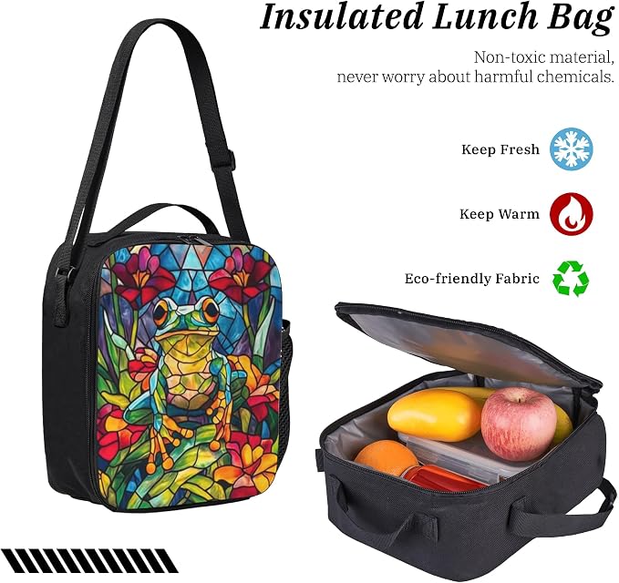 Frog Kid Backpack Set with Lunch Bag & Pencil Case Large Capacity School Bag 17 Inch Bookbag for Boy Girl - Image 6