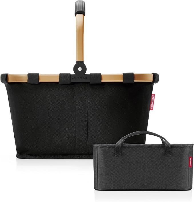 reisenthel Carry Bag + Organiser - Functional Bag Organiser: For Even More Order in Your reisenthel Shopping Basket, Gold/Black + Black, B 48 x H 29 x T 28 cm, Elegant by reisenthel%C2%AE