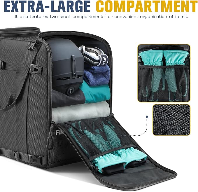 findway Ski Boot Bag, 55L Ski Boot bag Backpack 1680D Waterproof for Skis, Ski Helmet, Ski Boots, Snowboard & Accessories - Image 3