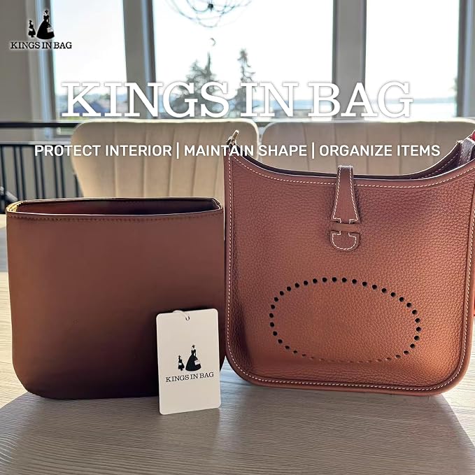 Purse Organizer Insert for Luxury Bag - Satin & Lightweight Fabric with Inside Pockets, Portable for Commute, Travel, Shopping, and Evening, Multicolor Options, Fits Evelyne 23(Gold, 23) - Image 3