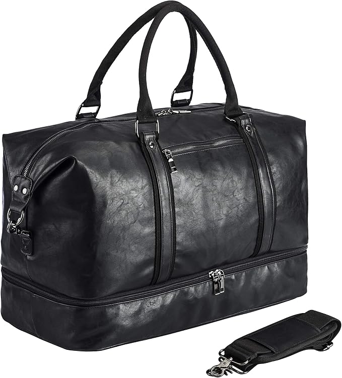 Weekender Overnight Bag Carry On Bag Travel Bag with Shoe Pouch by Seyfocnia