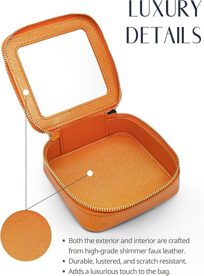 Popvibe Clear Makeup Bag with Zipper Small Travel Cosmetic Case Orange Mini Pouch for Purse Accessories Car Storgae Essentials Bag Purse Pouch Organizer Compact Small Clear Toiletry Bag for Traveling - Image 5