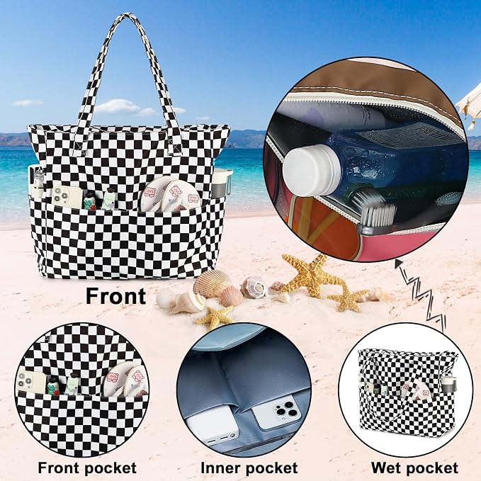 Bluboon Waterproof Beach Tote Pool Bags for Women Ladies Extra Large Carry On Bag With Wet Compartment for Weekender Travel - Image 5