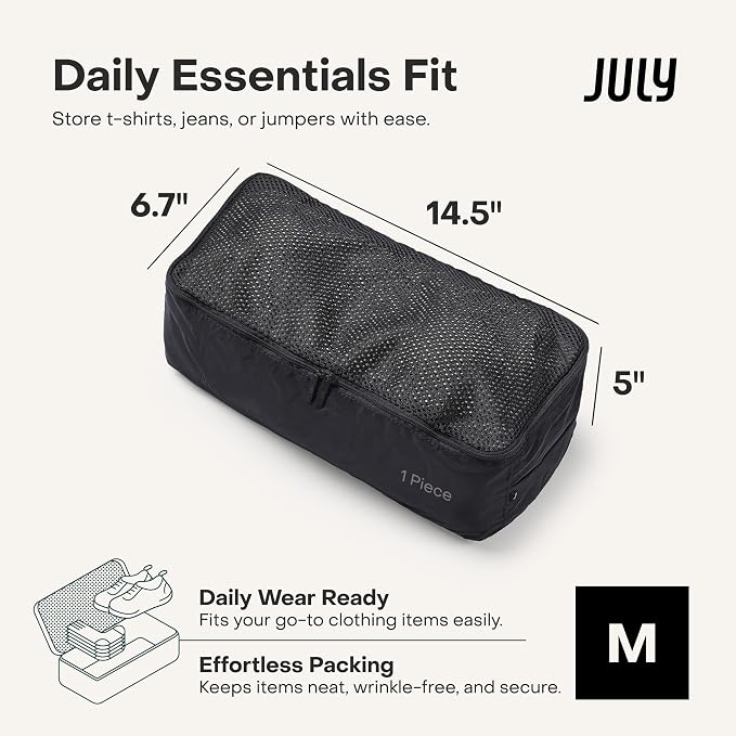 July Packing Cells - 4 Set Packing Cubes Luggage Organizer Bags (S, M, 2 x L), Must-Have Suitcase Organizer for Travel, Road Trip & Camping Accessories, Stain-proof, Washable, 3 Sizes - Charcoal - Image 4