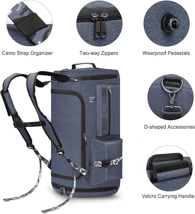 Gym Bags for Men Gym Duffle Bag Backpack 3-Way Sports Duffel Bags for Men with Shoe Compartment & Wet Pocket, Fitness Workout Training Bag, Blue - Image 5