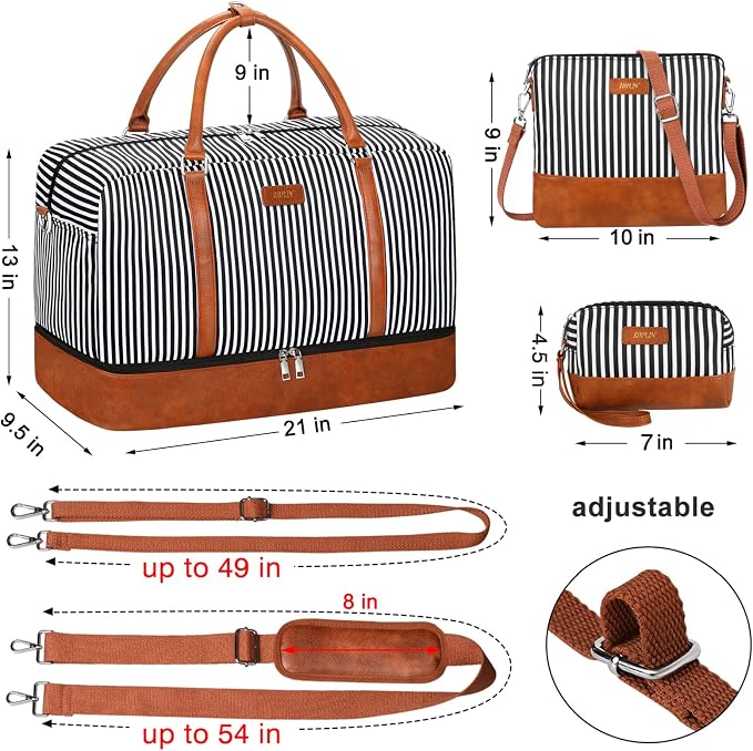 IBFUN Weekender Bags for Women, 21" Weekender Travel Bag, Travel Duffle Bag with Shoe Compartment Carry on Overnight Duffel Bag for Weekend Travel Business Trip, 3PCS - Image 6