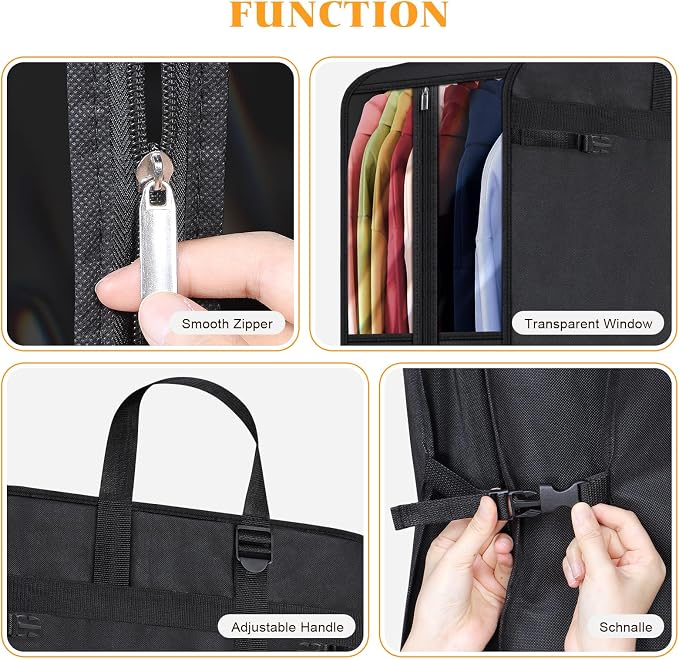 Univivi Garment Bags for Hanging Clothes, 50" Heavy Duty Suit Bags, Extra Capacity Clothes Bags for Moving, Suit Cover with Handles and Buckle Straps for Suit, Coat, Jacket, 2 Pack - Image 6