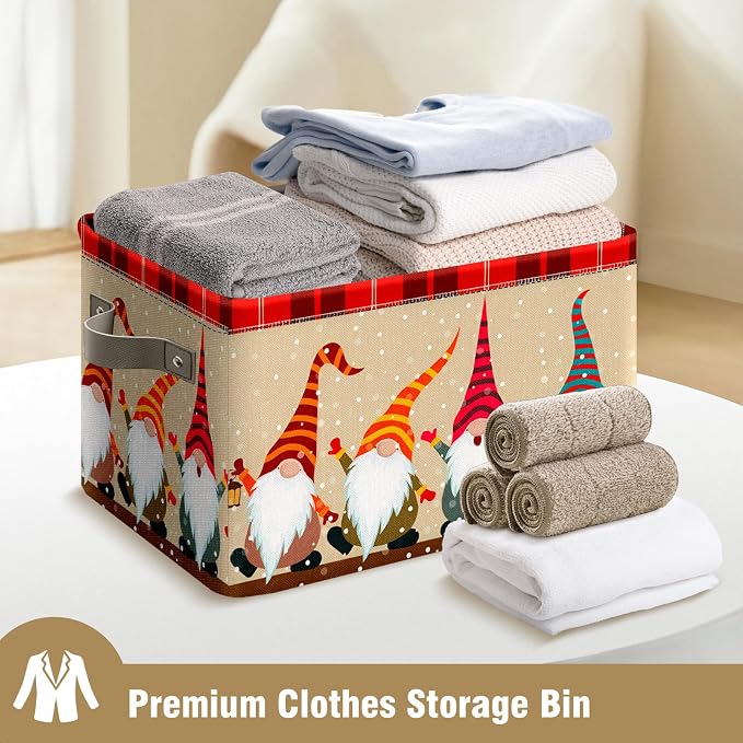 Christmas Foldable Baskets Storage Bins with Handles, Christmas Dwarf Decorative Cloth Organizer Storage Boxes 2 2piece - Image 9