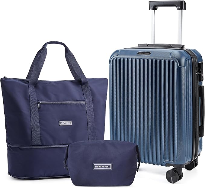 LIGHT FLIGHT 3-Piece Luggage Sets, Expandable Carry On Luggage 22x14x9 Airline Approved, Hardside Carry On Suitcases with Wheels, TSA Lock Travel Luggage Sets, Royal Blue by LIGHTFLIGHT