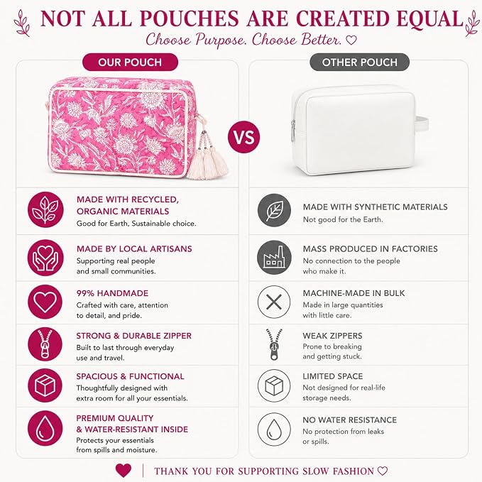 Travel Makeup Bag- Large Capacity Cosmetic Bags for Women - Water Resistance Lining Portable Pouch & Open Toiletry Bag - Perfect Girls Makeup Organizer for Travel Essentials (White & Pink Floral) - Image 4