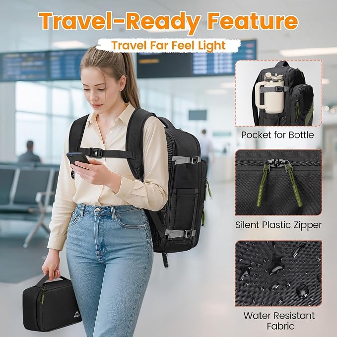 MATEIN Carryon Backpack with Tech Organizer, Frontier Personal Item Bag | Detachable Shoe Compartment, Airline Approved, 18×14×8 inch, 17 inch Travel Laptop Backpack, Weekender, Filght Essential - Image 5