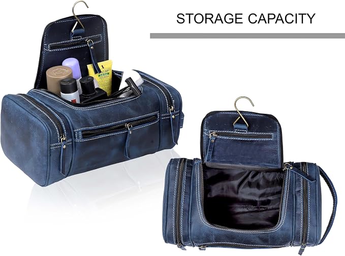 VC VINTAGE COUTURE Leather Toiletry Bag for Men Extra Large Leather Men's Toiletry Bag for Traveling Real Leather Dopp Kit for Men Leather Shaving Bag for Travel - Image 4