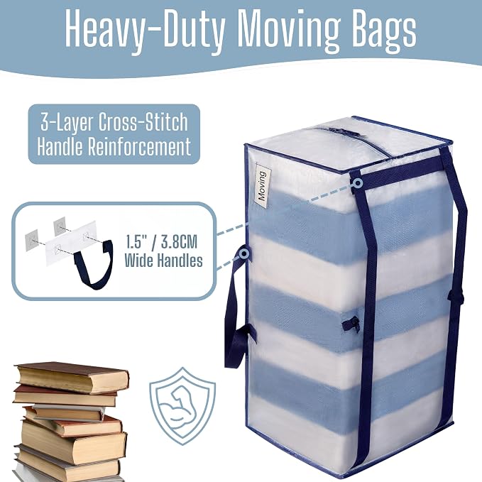 VENO 2 Pack Heavy Duty Moving Bags with Backpack Straps, Zippers & Handles, Extra Large Packing Bags for College Dorm Essentials, Moving Supplies Alternative to Cardboard Moving Boxes - Image 3