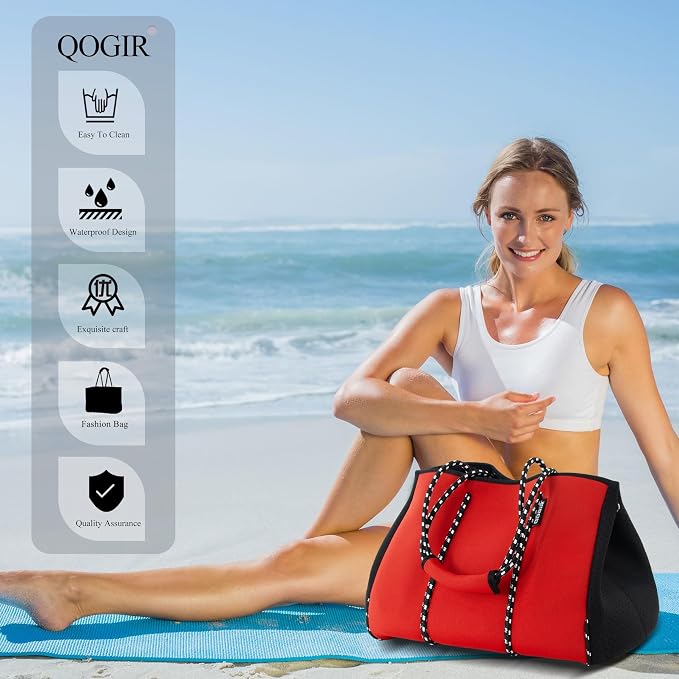 QOGiR Neoprene Multipurpose Beach Bag Tote with Inner Zipper Pocket … … … … - Image 8