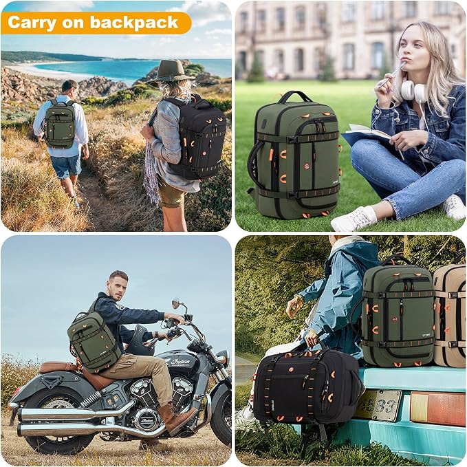 40L Travel Backpack 17.3" Laptop Carry On Duffel Flight Approved | TSA Approved, Wet & Dry Compartment, Water Resistant, Anti-Theft Pocket, Luggage Strap, USB Charging Port - Image 9